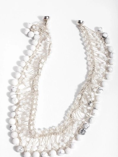 Saachi Style Madame Glass Beaded Collar Chain Necklace With Natural Stone product