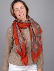 Maelie Two Tone Oblong Scarf - Red & Grey