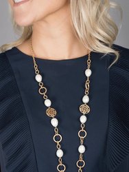 Medallion Pearl Necklace - Gold