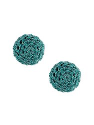 Metallic Crochet Thread Cluster Stud Earring (Set Of 3) - Green