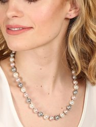 Multi Colored Pearl Collar Necklace - Grey
