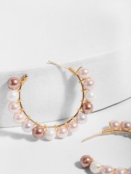 Multi Pearl Hoop Earring - Pink Combo