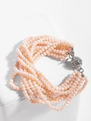 Multi Strand Crystal Beaded Bracelet - Peach