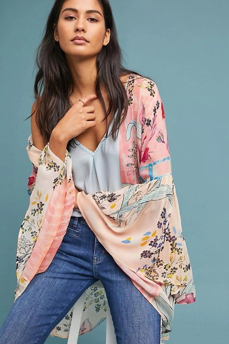 Mystical Garden Ruffle Sleeve Kimono