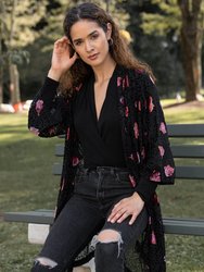 Night Rose Velvet Kimono