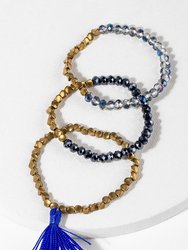 Nisha Beaded Stretch Bracelet Set - Blue