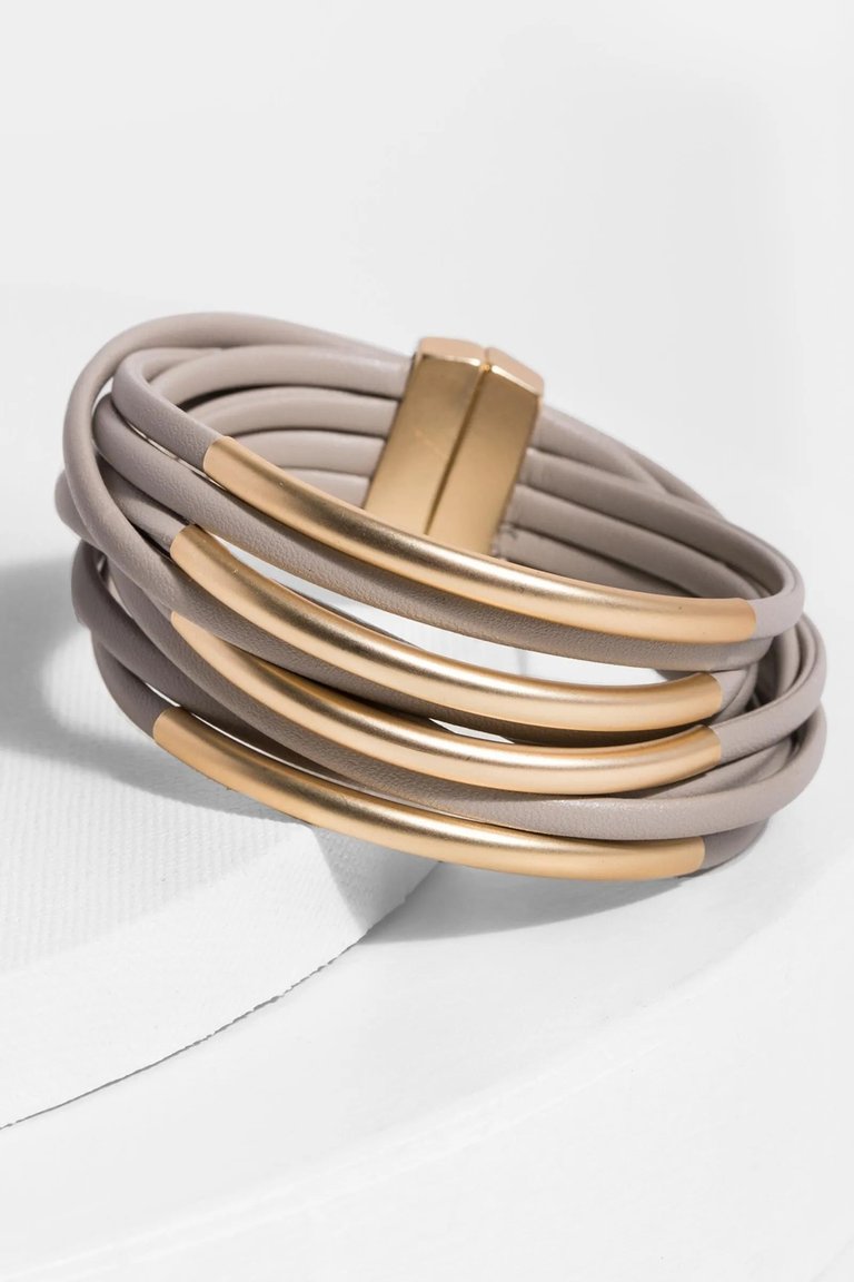 On The Rail Leather Bracelet - Taupe