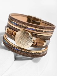 Optical Leather Bracelet - Bronze