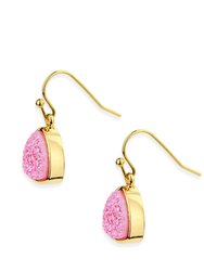 Pink Triangle Druzy Dangle Earring - Pink