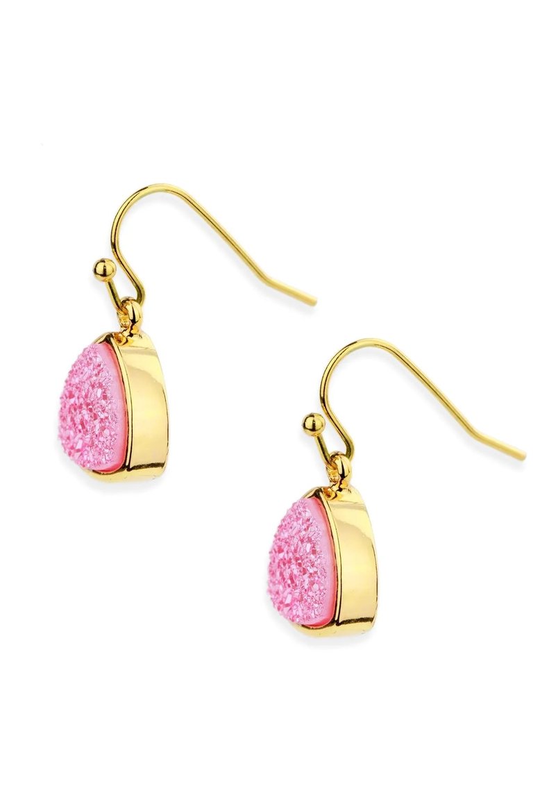 Pink Triangle Druzy Dangle Earring - Pink