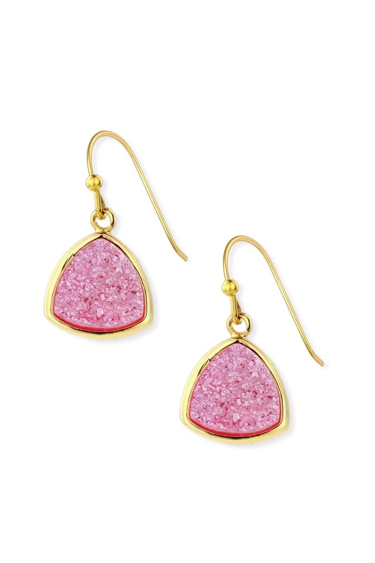 Pink Triangle Druzy Dangle Earring