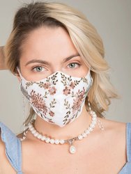 Primavera Embroidered Face Mask - White