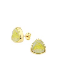 Pyramid Druzy Stone Stud Earring - Lime