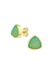 Pyramid Druzy Stone Stud Earring