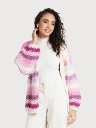 Rainbow Knitted Cardigan - Pink