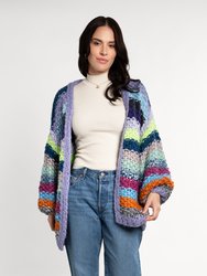 Rainbow Knitted Cardigan - Corn Flower Blue