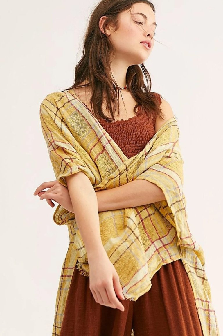 Reverie Plaid Kimono - Gold