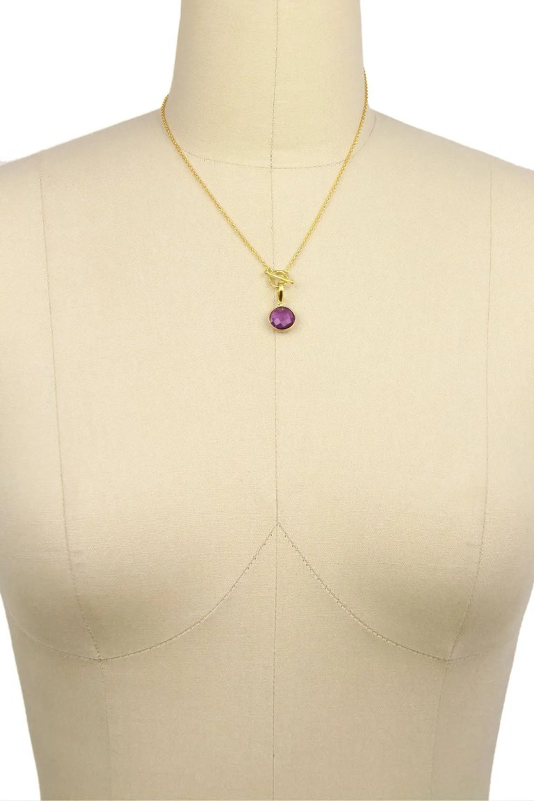 Round Pendant Necklace - Purple