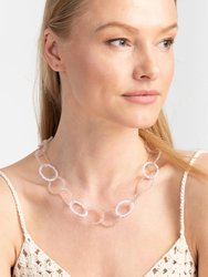 Sampark Oval Linked Collar Necklace - White