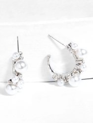 Scatter Pearl Hoop Earring - Silver