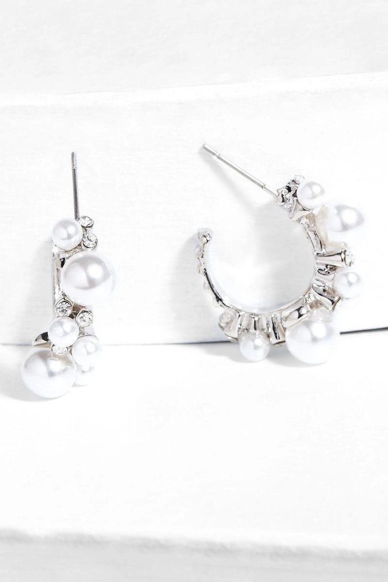 Scatter Pearl Hoop Earring - Silver