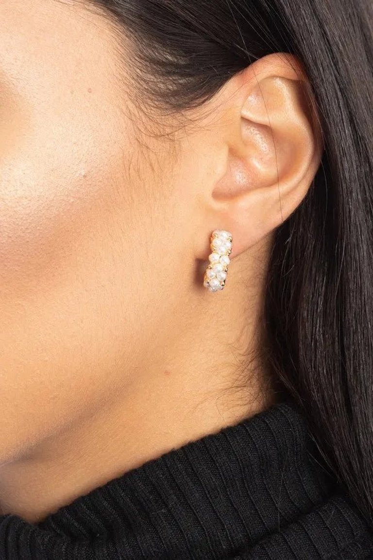 Seraphina Pearl Hoop Earring - Gold