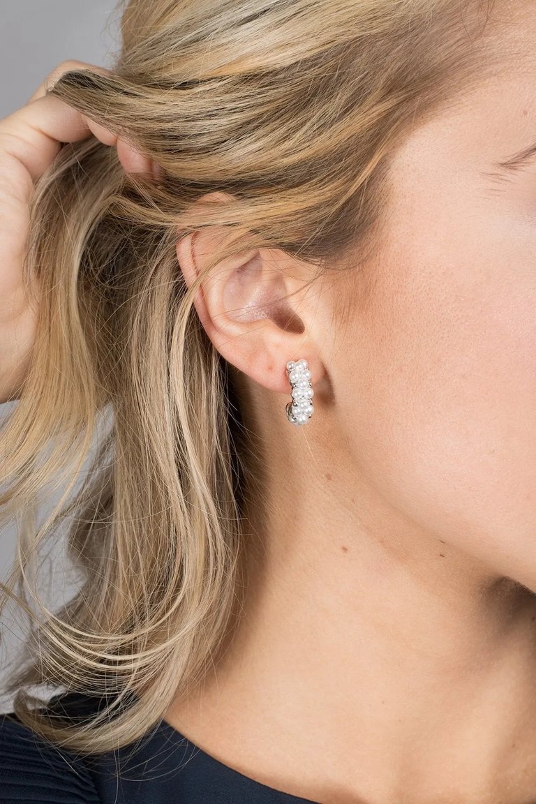 Seraphina Pearl Hoop Earring - Silver