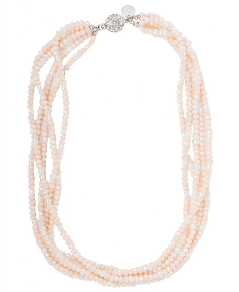 Short Crystal Pearl Necklace - Blush