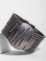 Slash Leather Bracelet - Gunmetal