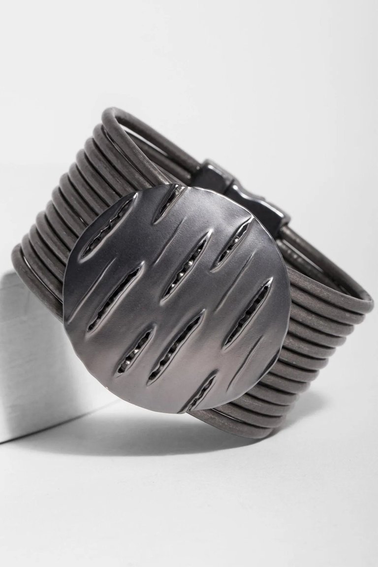 Slash Leather Bracelet - Gunmetal