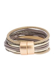Sophisticated Layered Strand Bracelet - Taupe