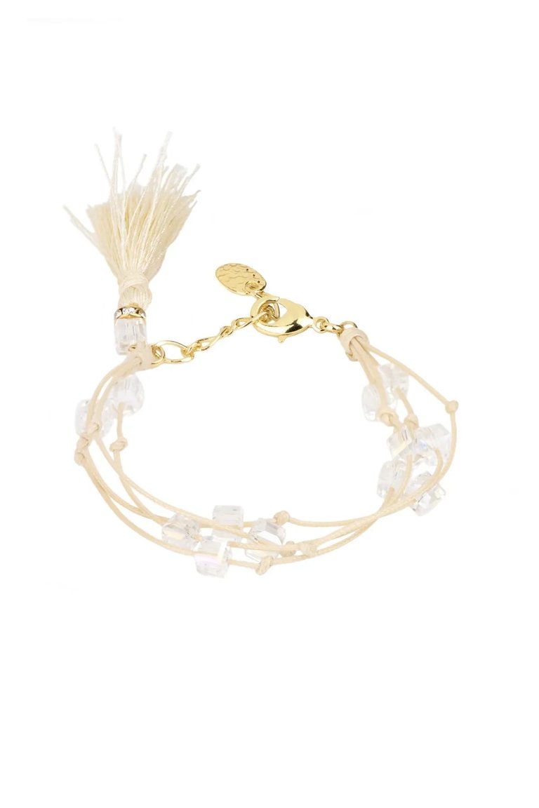 Tassel Beaded Bracelet - White