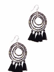 Varkala Beaded Hoop Earring - Black