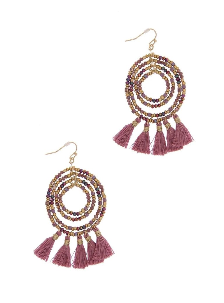 Varkala Beaded Hoop Earring - Pink Combo