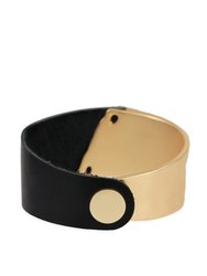 Wild Ways Leather Statement Bracelet - Black / Gold