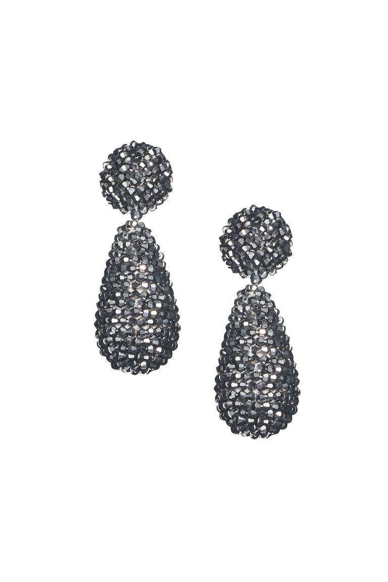 Alena Earrings -  Metallic Faceted Beads - Metallic Silver