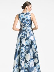 Brooke Gown - Blue Ikat Floral