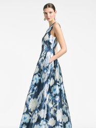 Brooke Gown - Blue Ikat Floral