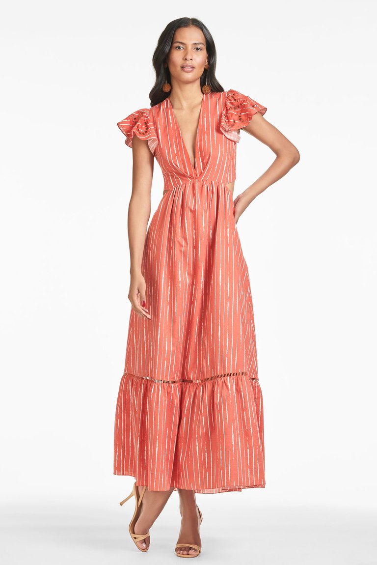 Georgia Dress - Striped Orange Shibori