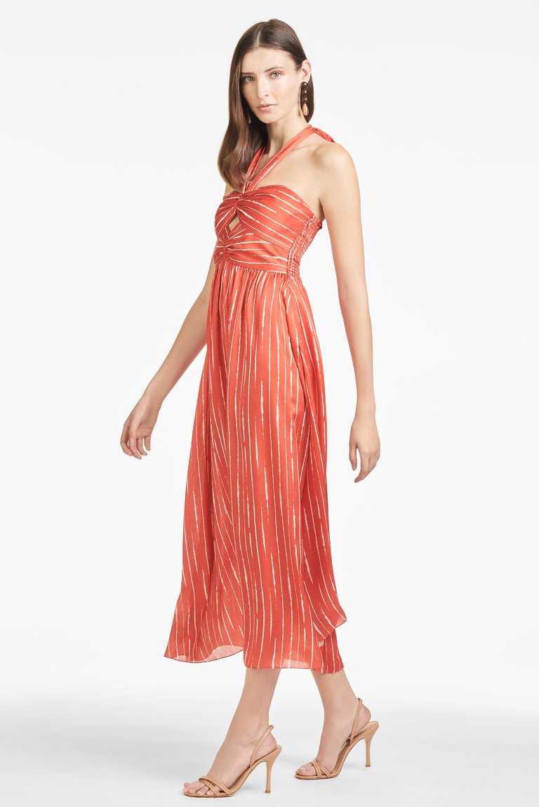 Reid Dress - Striped Orange Shibori