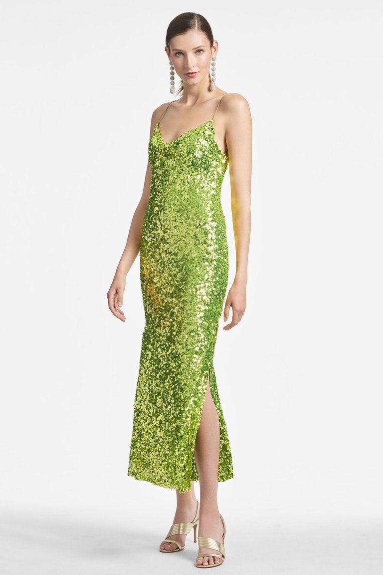 Sequin Sanza Dress - Chartreuse