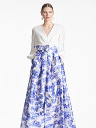Zoe Gown - Off White/Azure Watercolor - Off White/Azure Watercolor