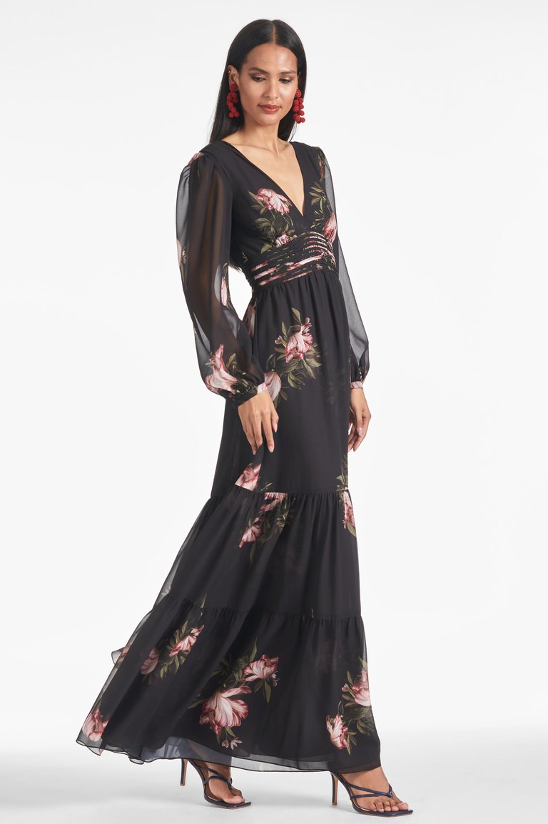 Jules Gown Dress - Noir Blossom