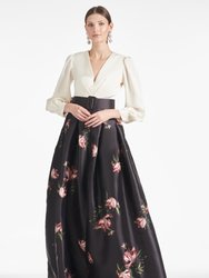 Zoe Gown Dress - Ivory/Noir Blossom