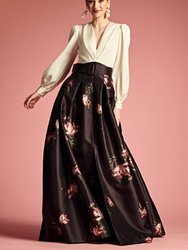 Zoe Gown Dress - Ivory/Noir Blossom - Ivory/Noir Blossom