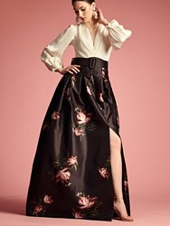Zoe Gown Dress - Ivory/Noir Blossom