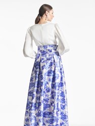 Zoe Gown - Off White/Azure Watercolor