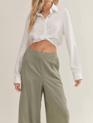 Elisha Button Down Cropped Top - White