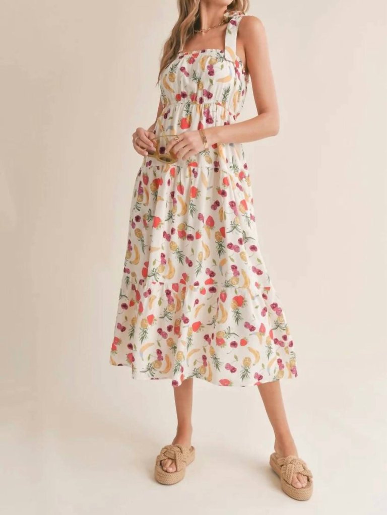 Fruit Salad Midi Dress In Multi - Multi