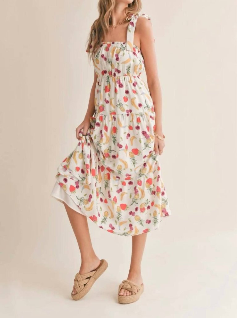 Fruit Salad Midi Dress In Multi